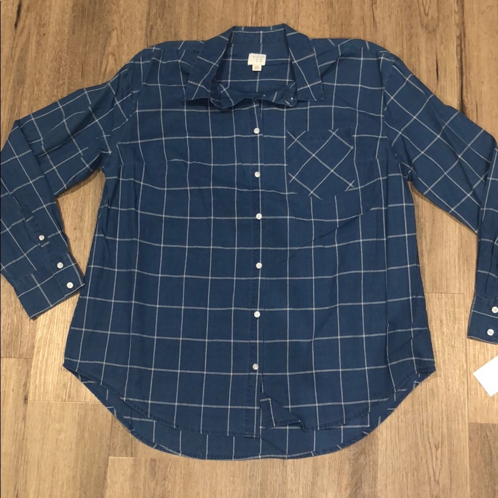 A New Day Womens blue button down shirt flannel